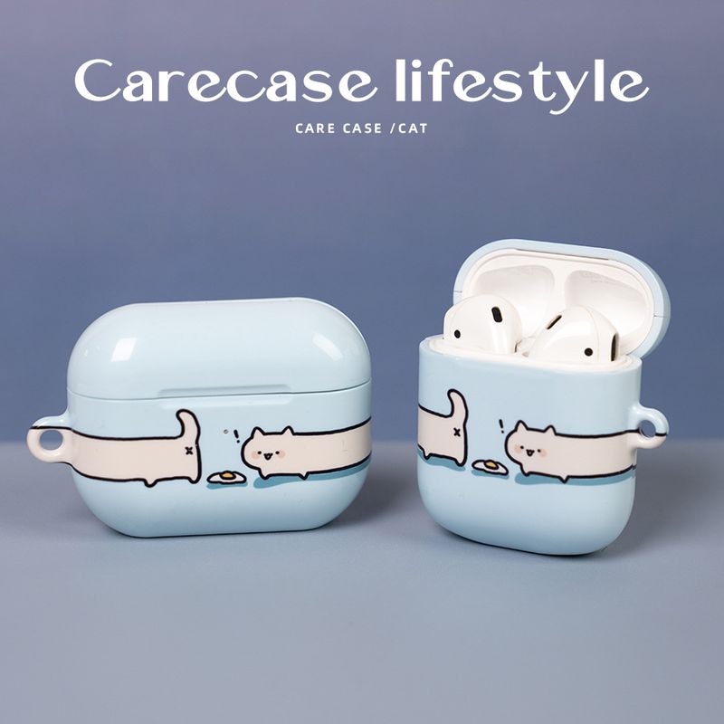

Foraging Cat AirPods Pro Earphone Case Protective Case Minimalist Cartoon Ins Cute Original Design Suitable for Apple Wireless 1234 Magnetic Suction AirPods(1/2 Generation) Foraging cat ear shell