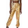 Glänzende, holografische, dehnbare, metallische Jogginghose für Damen, hohe Taille, Sweatpant, Hip-Hop-Club, Rave-Hose