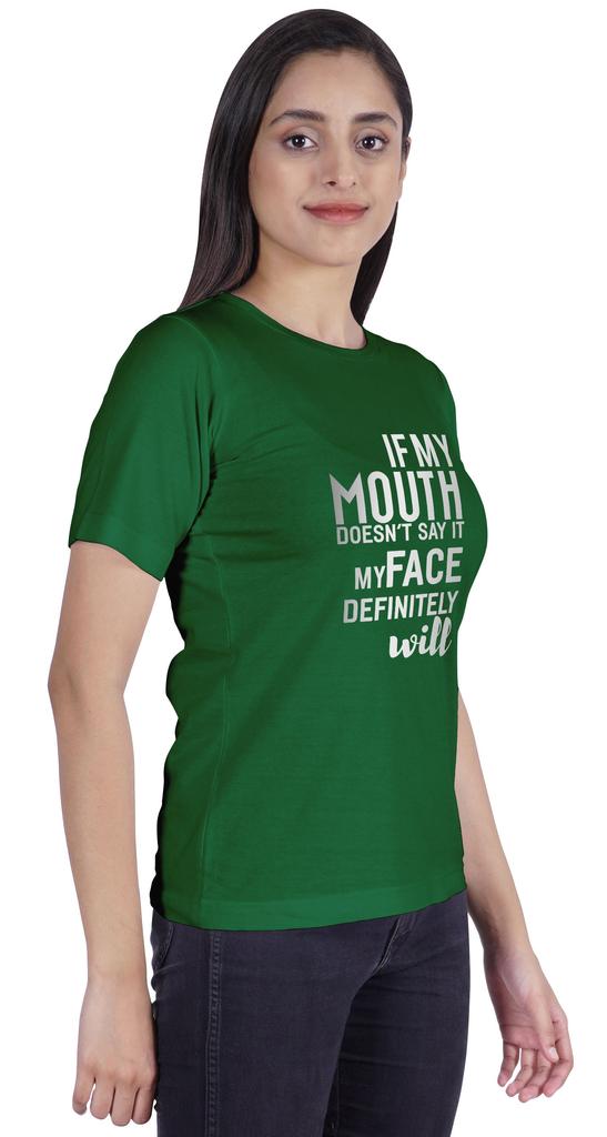 Inkmeso Women T Shirt If My Mouth Doesn't Say It My Face Definitely Will Letter Printed Sarcastic Crew Neck Top