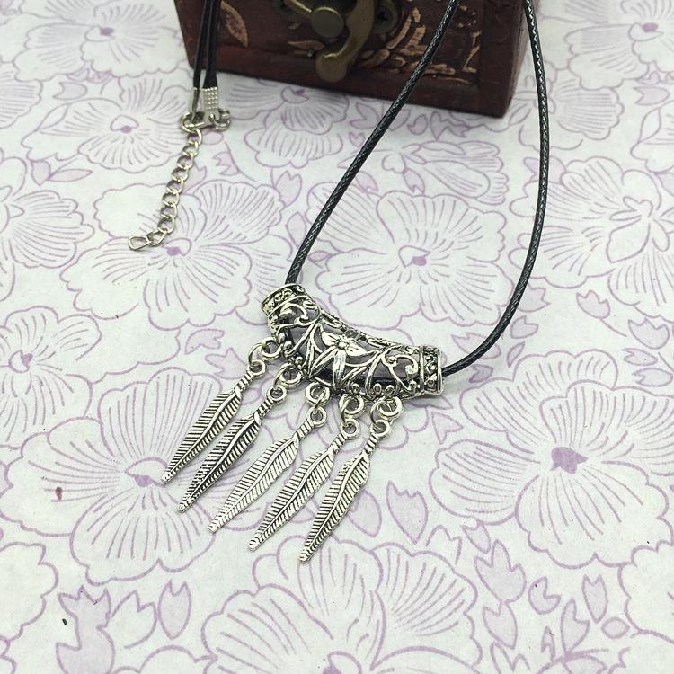 Fashion Necklace Accessories Bohemian Jewelry Miao Silver Sapphire Silver Flower Natural Chalcedony Short Clavicle Necklace