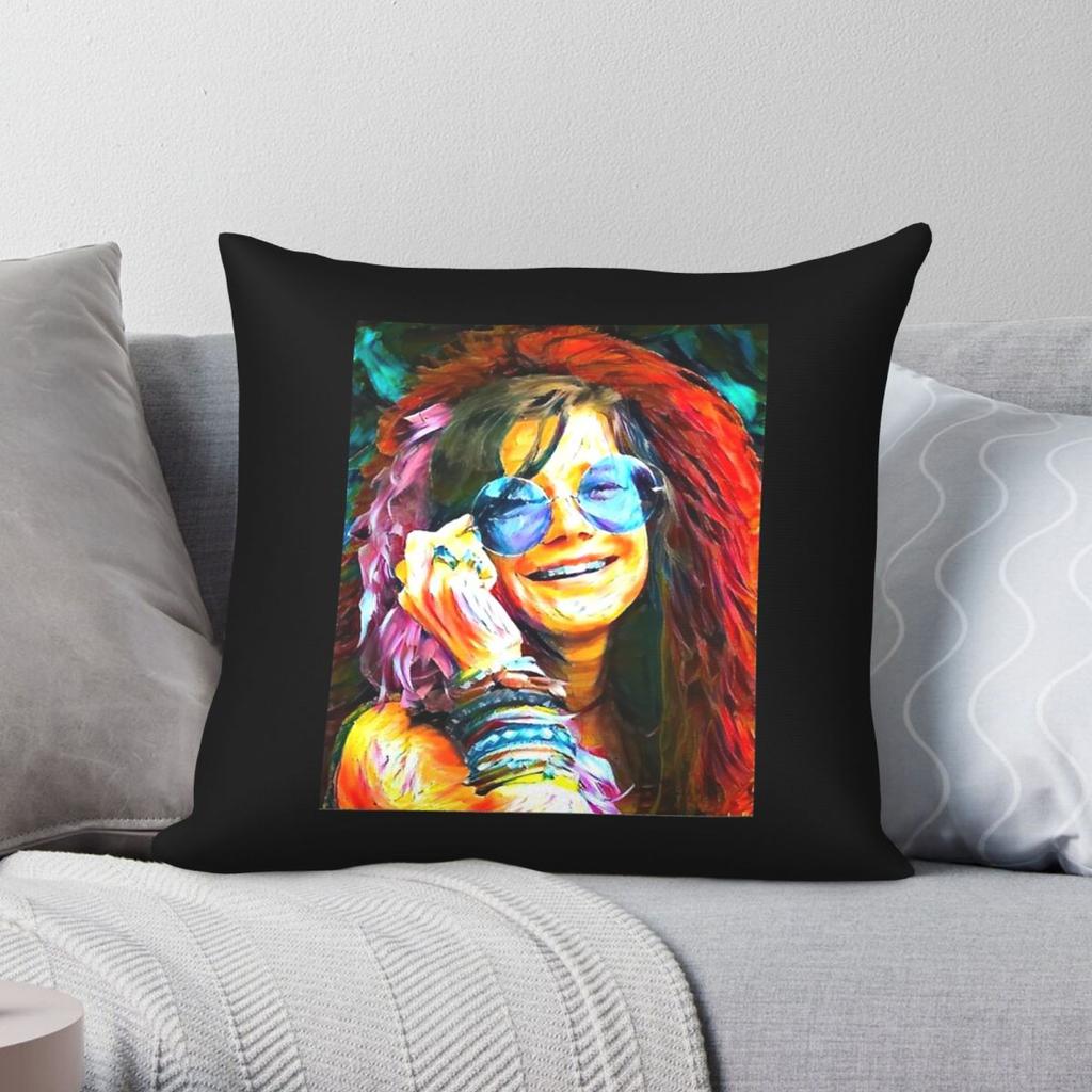 Janis Joplin Pop Art Square Pillowcase Polyester Linen Velvet Creative Zip Decorative Home Cushion Cover