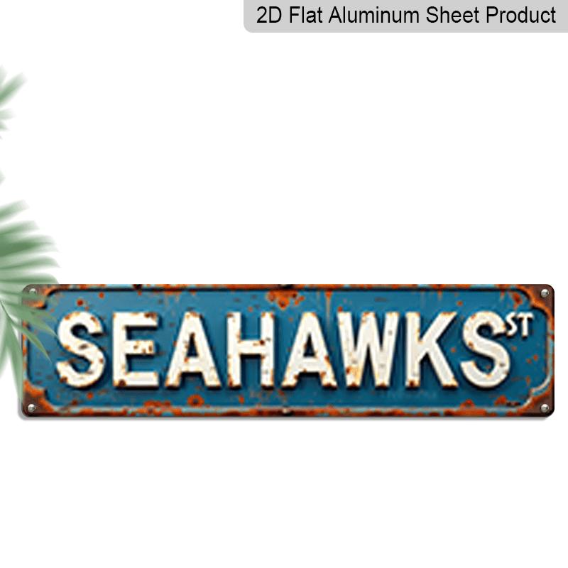 

2D Flat, 1pc, 3.94 X 15.74 Inches Aluminum Decorative Sign - American Road Sign Style Aluminum Decorative Sign SEAHAWK ST Metal Material Is 40cm x 10cm