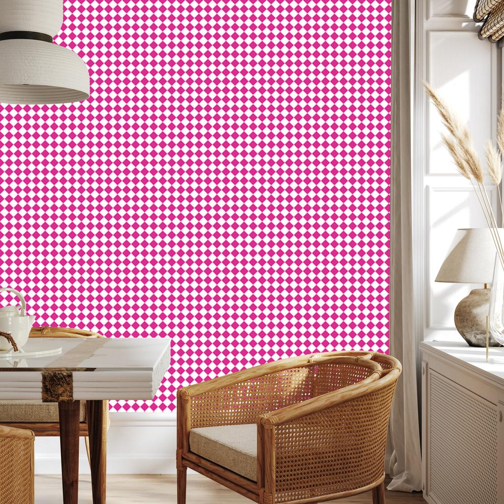 Geometric Rhombus Wallpaper Powder Pink and Purple 50x1000