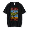 Jesus reitet auf dem Tyrannosaurus Rex Reines Baumwoll-Bedrucktes Unisex und Damen Personalisiertes Rundhals-T-Shirt Neues Lässiges T-Shirt