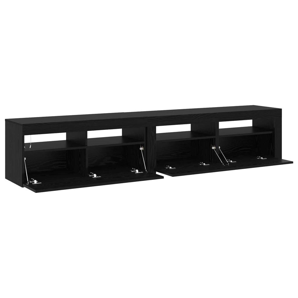 TV Cabinet Set of 2 Black Oak Effect 210 x 35 x 40 cm
