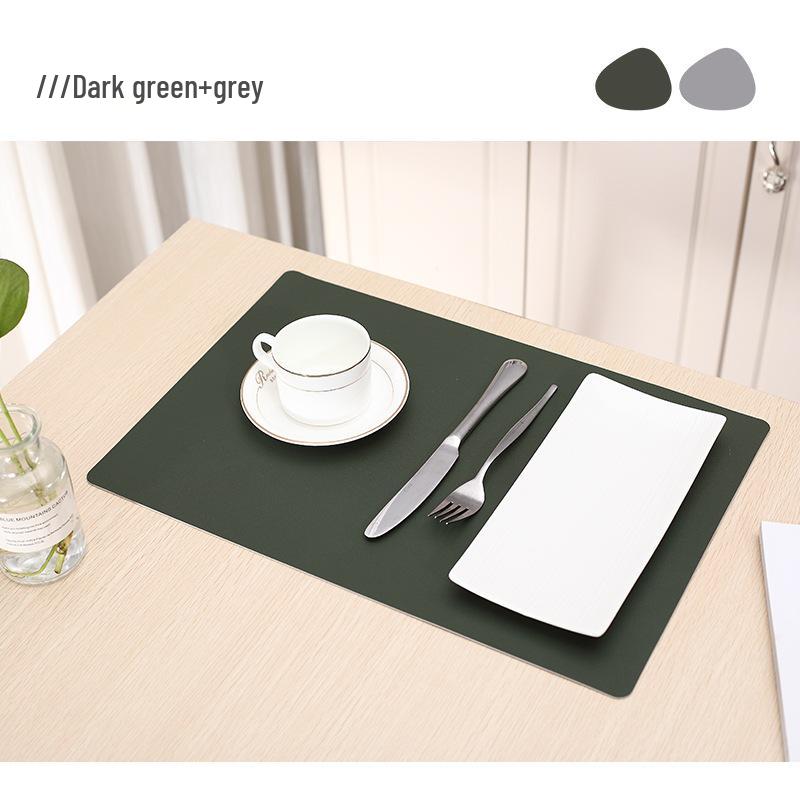 Double-Sided Luxury Nordic Leather Table Mat: Waterproof, Oil-Proof, Heat-Insulating, Non-Slip, Rectangular Design