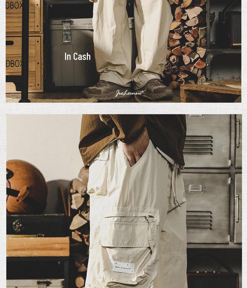 Męskie luźne spodnie spadochronowe szybkoschnące na lato