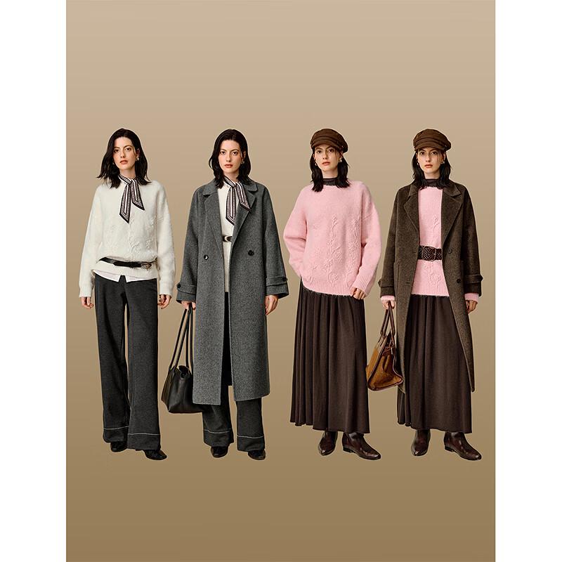 INMAN Women's Gentle Embossed Floral Embroidery Sweater