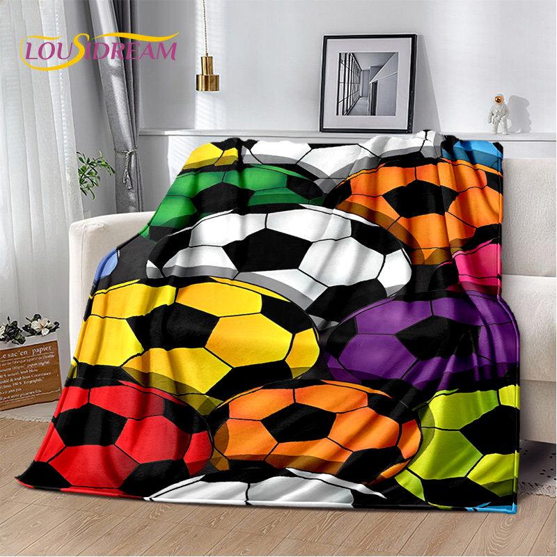 3D Football Art Cartoon Soft Plush Blanket,Flannel Blanket Throw Blanket for Living Room Bedroom Bed Sofa Picnic Cover Bettdecke