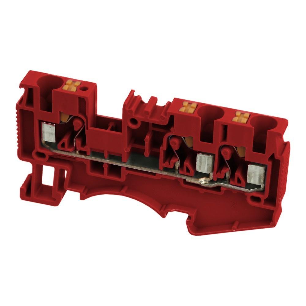Złączka Szynowa 2,5Mm2 1P 3-Przewodowa Zacisk Push-In Czerwona Ul