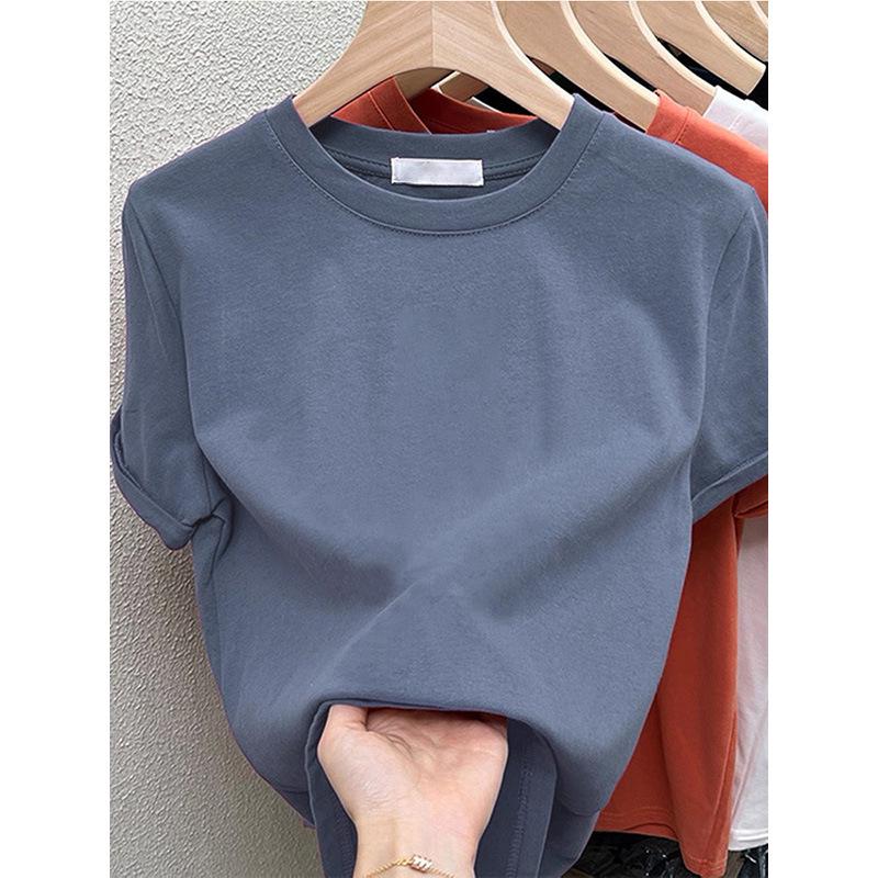 2026 Fashionable Women's Coffee Cotton Brushed Short-Sleeve T-Shirt - Versatile & Age-Reducing for Spring, Summer, Autumn