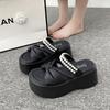 Fashion 8CM Heels Wedge Slides Sandals Women Casual Outdoor Slippers Female Summer Non Slip Beach Slippers Walking Chunky Shoes Woman