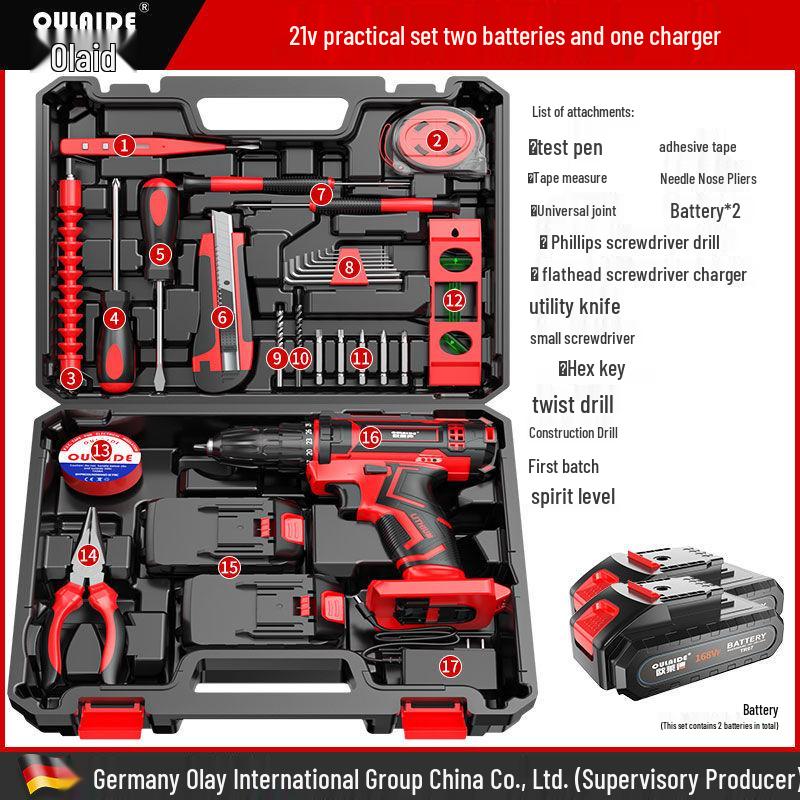 Oulide Rechargeable Lithium Drill & Electric Screwdriver Set