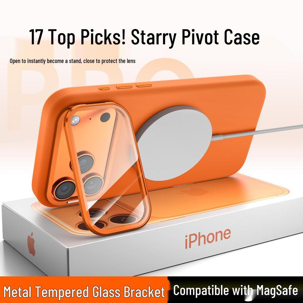 iPhone 17 Pro Max Magnetic Lens Holder Liquid Silicone Drop-Proof Case