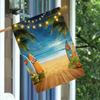 2D Flat - 2D Flat - 2D Flat, 1pc, Summer Surfboard with Tropical Flowers And Coconut Trees (3) Or Double-Sided Garden Flag Courtyard Decoration, Out
