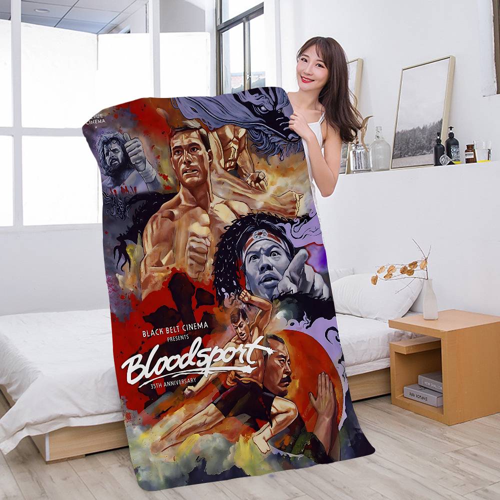 

Bloodsport Vintage Movie Microfiber Blanket Quick Drying Beach Towels Oversized Printing Super Absorbent Pool Towel Blanket W30*H60(CM)