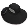 Sun Hat Wide Brim Breathable Sun Proof Fisherman Hat with 2 Solar Fans 3 Speed Adjustable Windproof Belt for Men Black