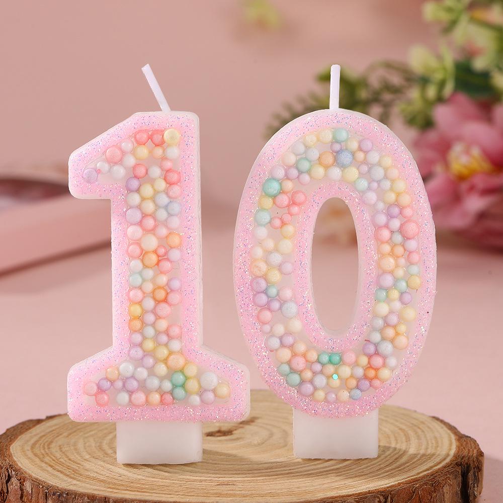 Cross-border Pink Macaron Foam Balloon Birthday Cake Number Candles - Creative Party Decorations