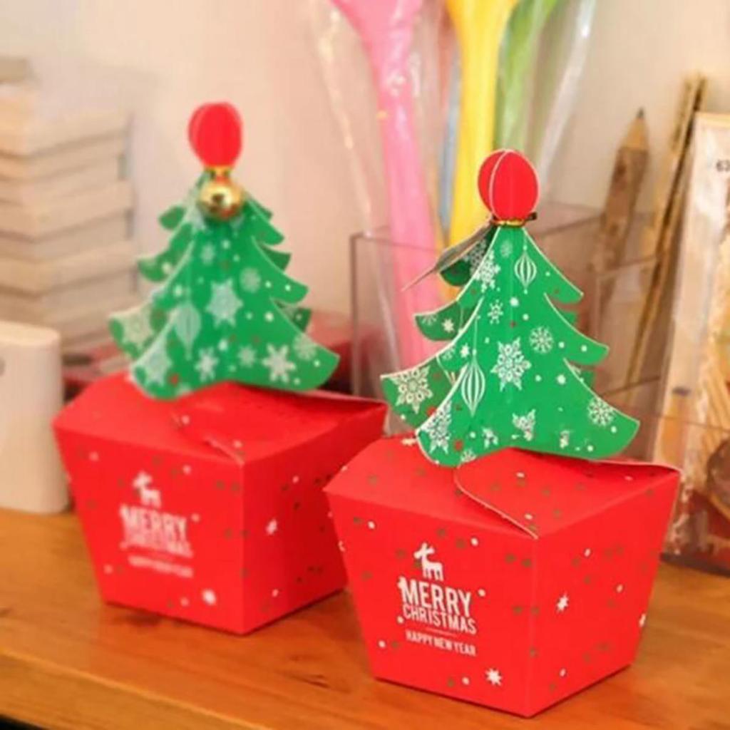Merry Christmas Bombonera Santa Paper Gift Box Christmas Tree Elk Gift Packaging Box New Year Xmas Party Decoration