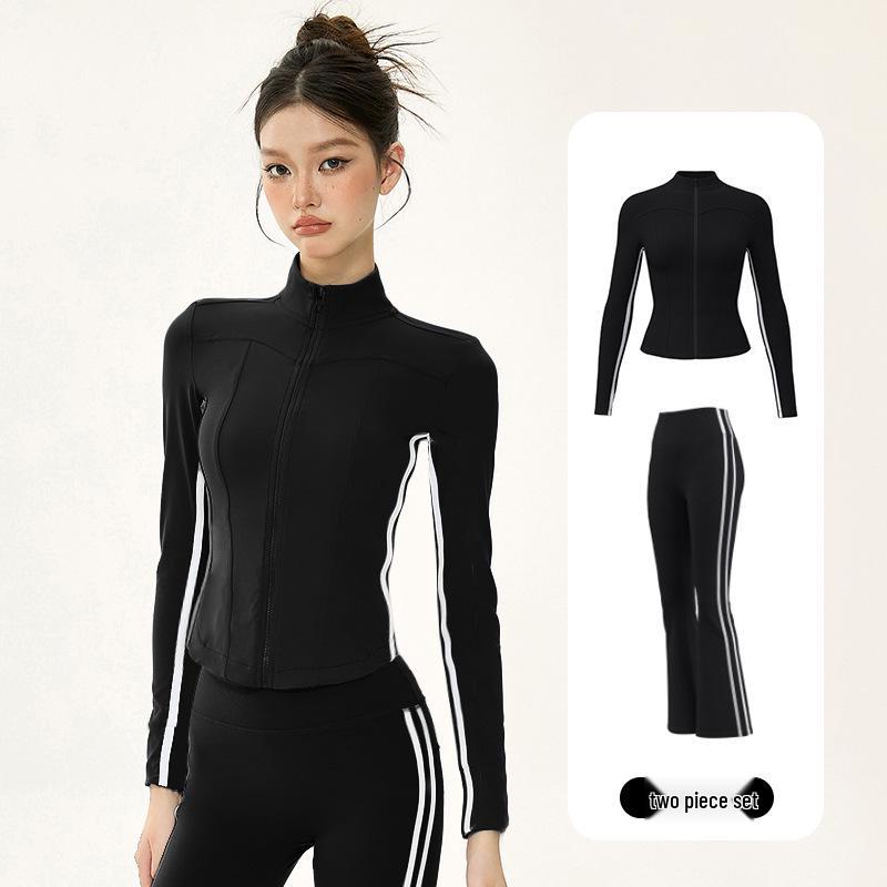 Women’s Autumn/Winter Yoga Suit: Slimming Stand Collar Zipper Jacket with Long Sleeves for Running, Training, and Fitness