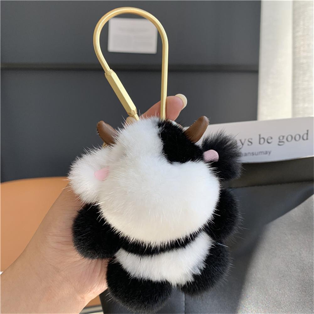 Mink Fur Bear Pendant Keychain For Women Bag Key Chain Pendant Keyrinngs Luxury Decoration Jewelry Bag Hanging Accessories Gifts