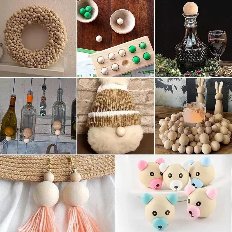 10-40mm Natural Circular Wooden Ball Unfinished Hardwood Craft Ball Decorative Wooden Ball Without Holes Suitable for Manual DIY