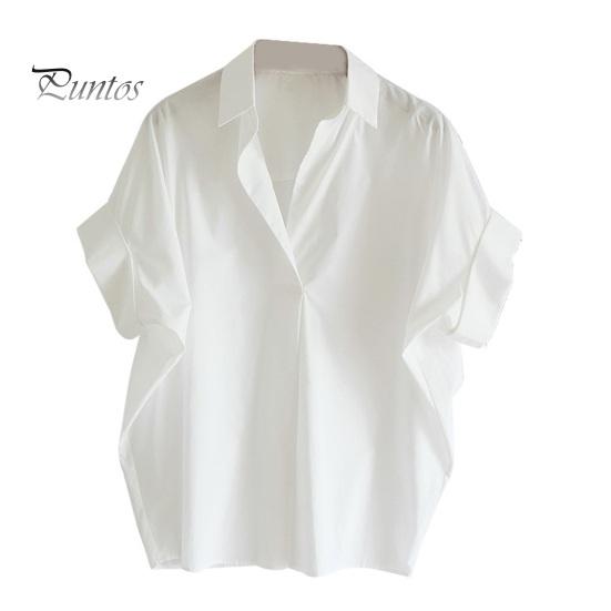 

Женская летняя рубашка с лацканами и коротким рукавом, однотонный пуловер, свободный крой, тонкая офисная женская рубашка, рабочая одежда L