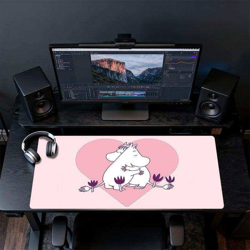 Moomin Art Mouse Pad, Large Gaming Desk Mat, Non-slip XXL Mousepad for Laptop & Tablet, Mini PC Playmat with Stitched Edges