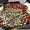 68Cm Checked Letter Printed Scarf Women'S New Spring And Summer Imitation Silk Square Scarf High-End Versatile Shawl Headscarf