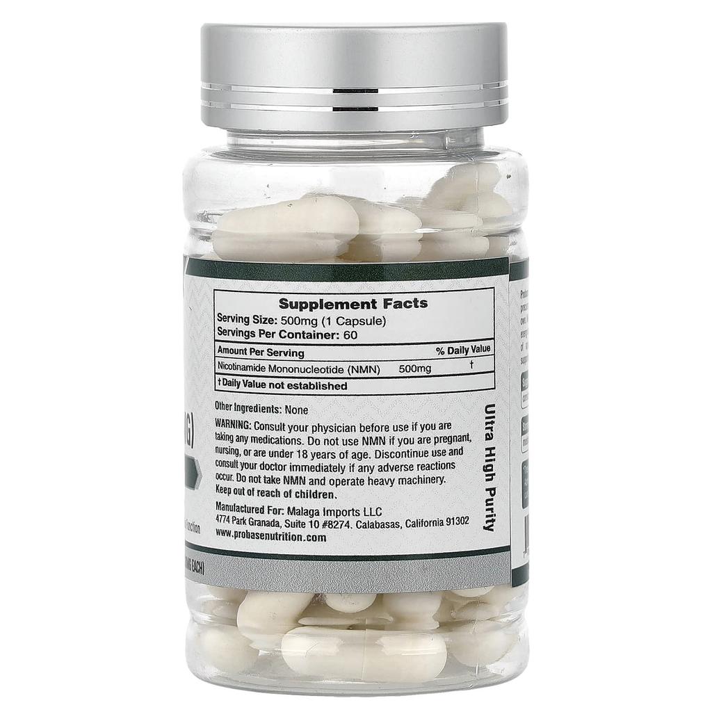 Probase Nutrition, NMN, 500 Mg, 60 Capsules
