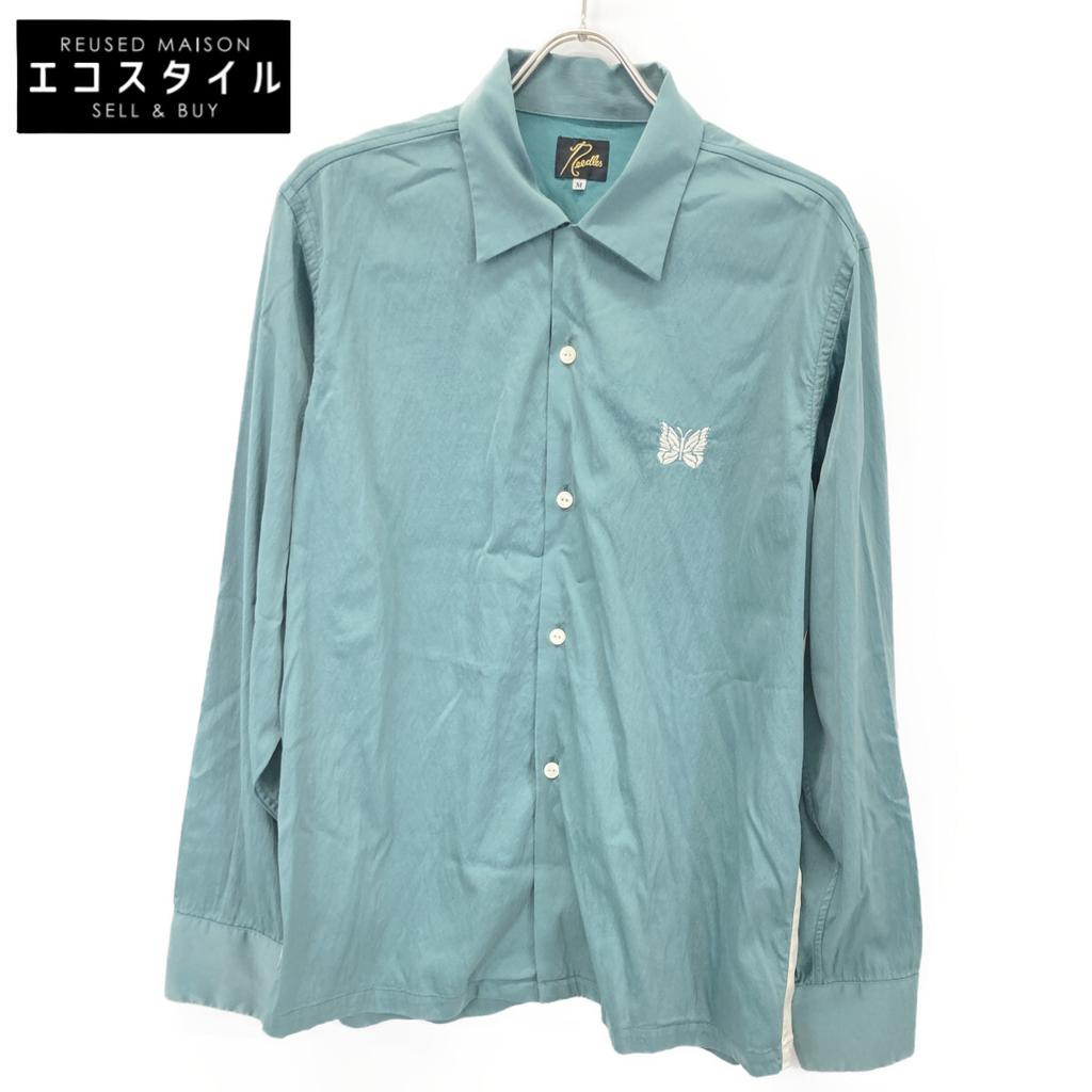 needles Green KP338 Papillon Emb.L Synthetic Open-Collar Shirt tops M greenUsed