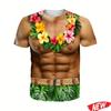 Maglietta Grafica Divertente Addominali Muscolosi da Uomo Hawaiian Girocollo Manica Corta Moda Casual T-shirt Street Holiday Party T-shirt