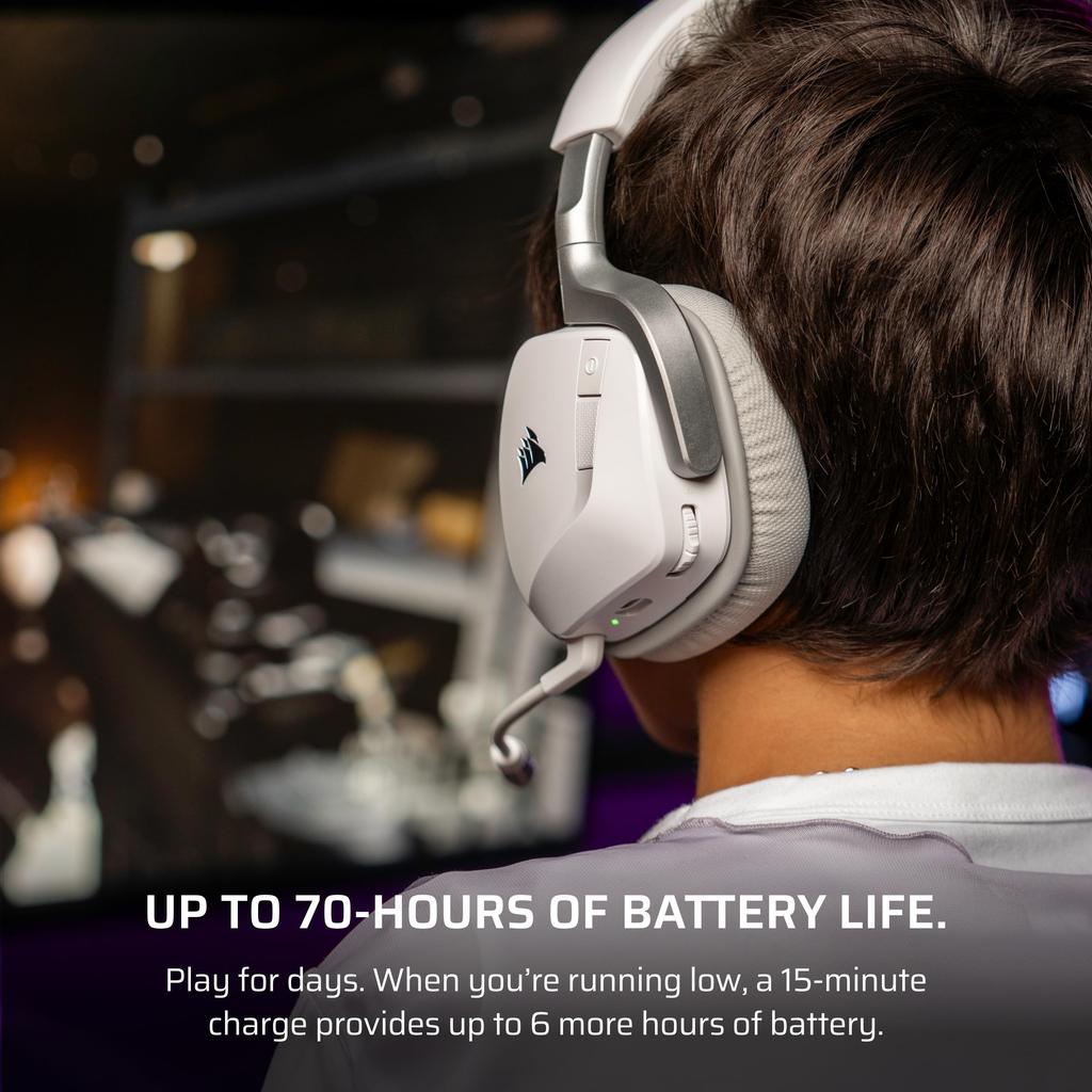 CORSAIR VOID WIRELESS v2 Gaming Bluetooth and Wireless Compatible with Dolby Headset, White, Wireless, Connectivity, PC, PS5, PS4, Switch, Atmos,