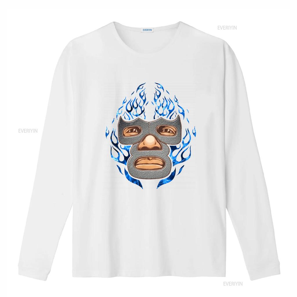 Blue Demon Mexican Luchador T Shirt with Flame Design for vintage Washed Slightly Top For Everyday Wear graphic homme