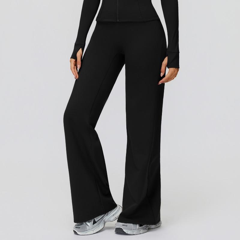 Casual versatile trousers fleece warm high waist wide leg trousers outdoor sports running wide leg trousers women S