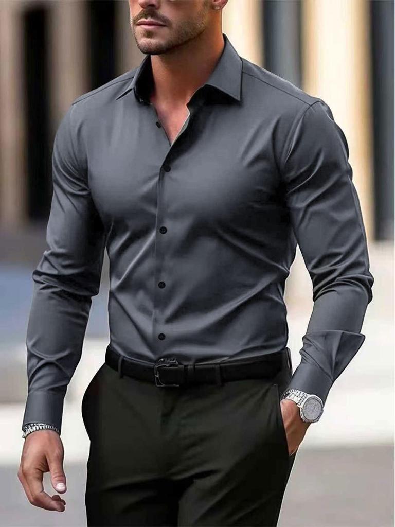 Profesionální Slim Fit Nadměrné Pracovní Oblečení: Bílé košile s dlouhým rukávem a černé košile s krátkým rukávem