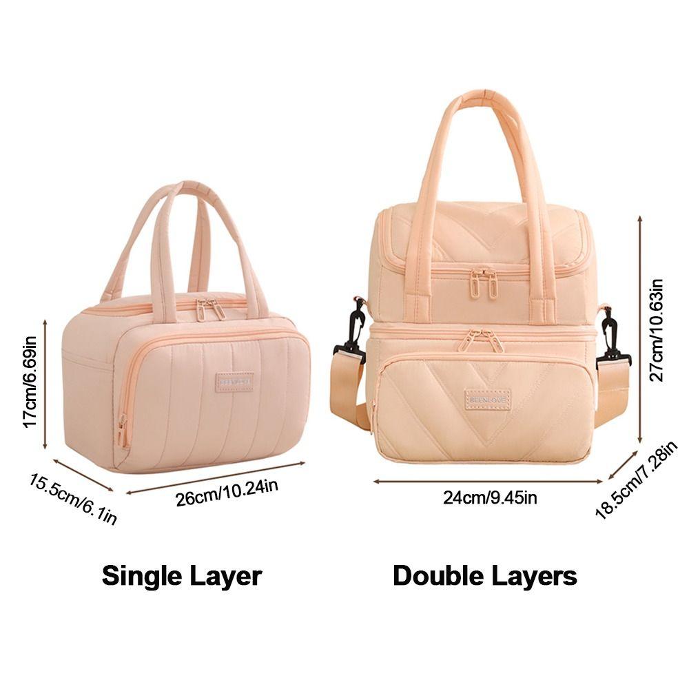 New Reusable Lunch Bag Double Layered Large Capacity Lunch Box Bag Insulated Lunch Pack Office Workers