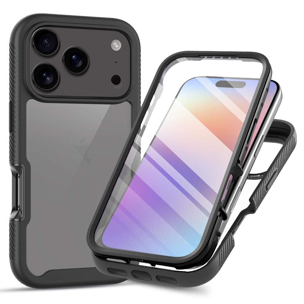 Clear Case for iPhone 17 Pro PC+TPU Phone Back Cover with PET Screen Film