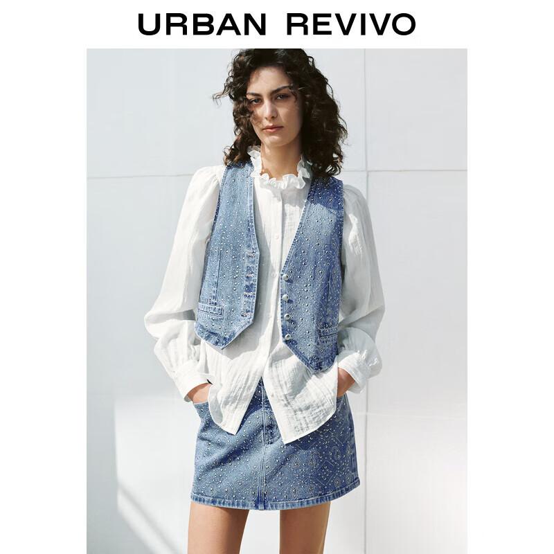 UR Women s Beaded Sleeveless Denim Shirt XL