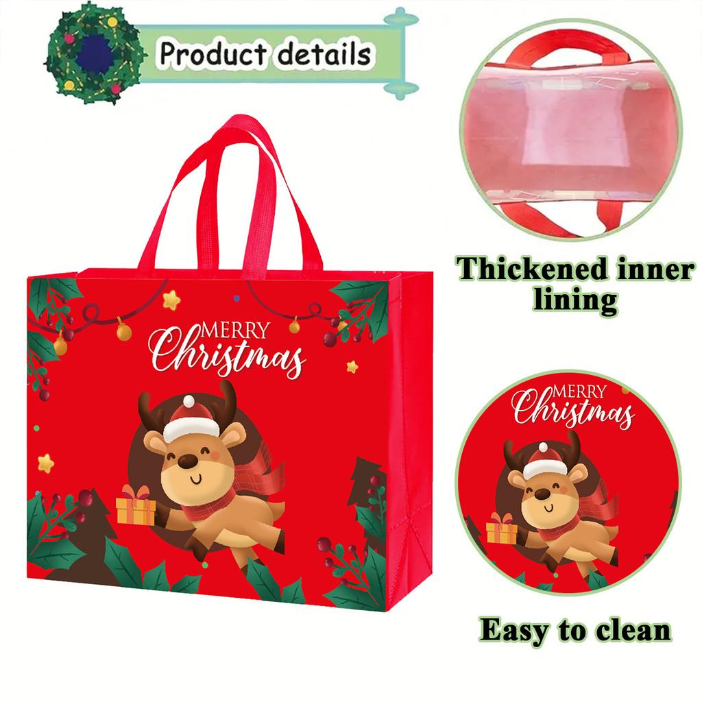 Christmas Gift Bag Santa Elk Socks Tote Bags Candy Christmas Gift Party Packaging Bag Non-Woven Printed Waterproof Xmas Gift Bag