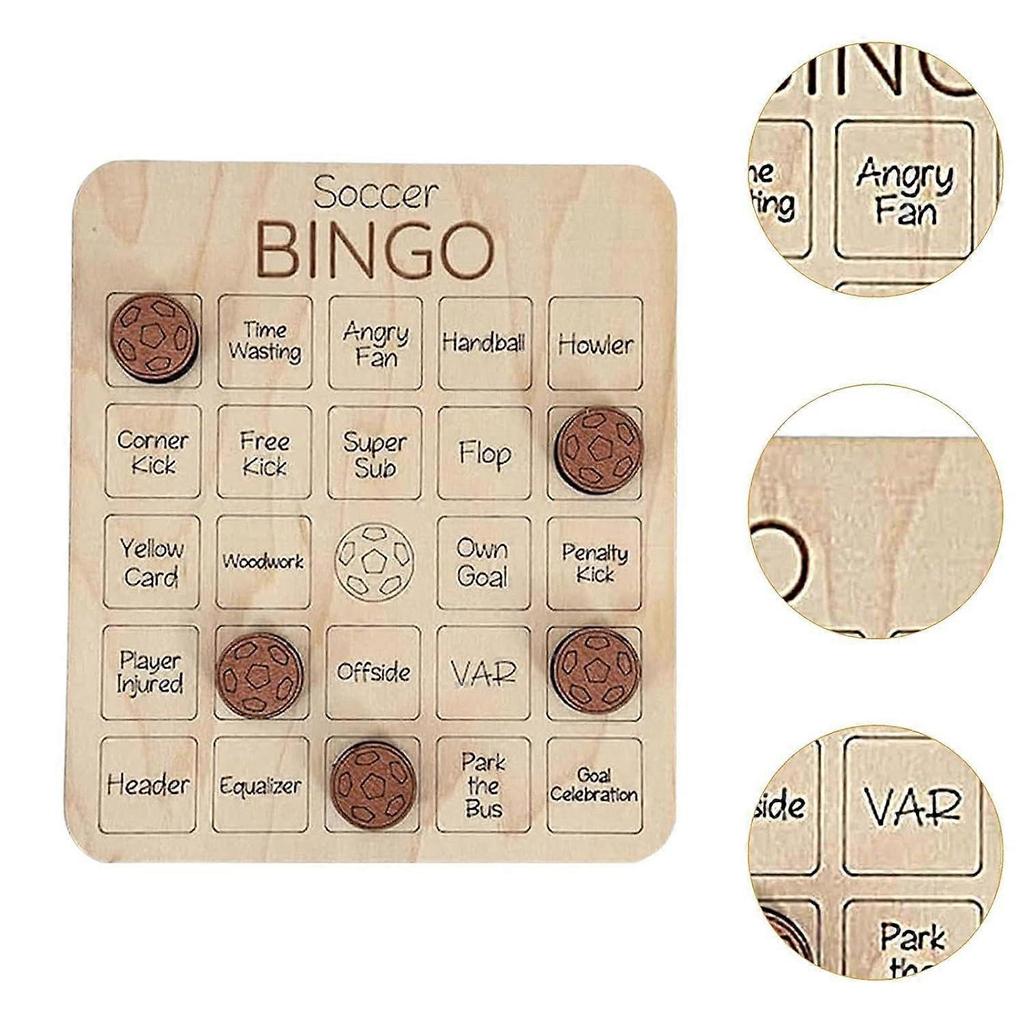 Wooden Bingo Game, Bingo Cards, Family Game, Reusable Holiday Party Activity for Adults, Football Football.