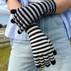 Winter Gloves for Men Women Mobile Phone Touch Black White Stripe Warm Gloves Soft Knit Gloves Elastic Cuff