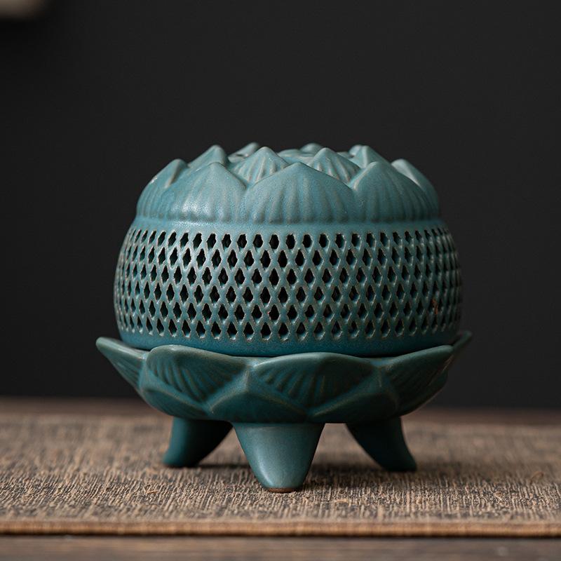 

Green/Brown Creative Lotus Ceramic Incense Burner Temple Worship Meditation Household Indoor Incense Desktop Decoration Supplies зелёный
