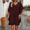 Dresses for Women V Neck Mini Sundress Ruffle Sleeve Casual Loose Boho Beach Vacation Shift
