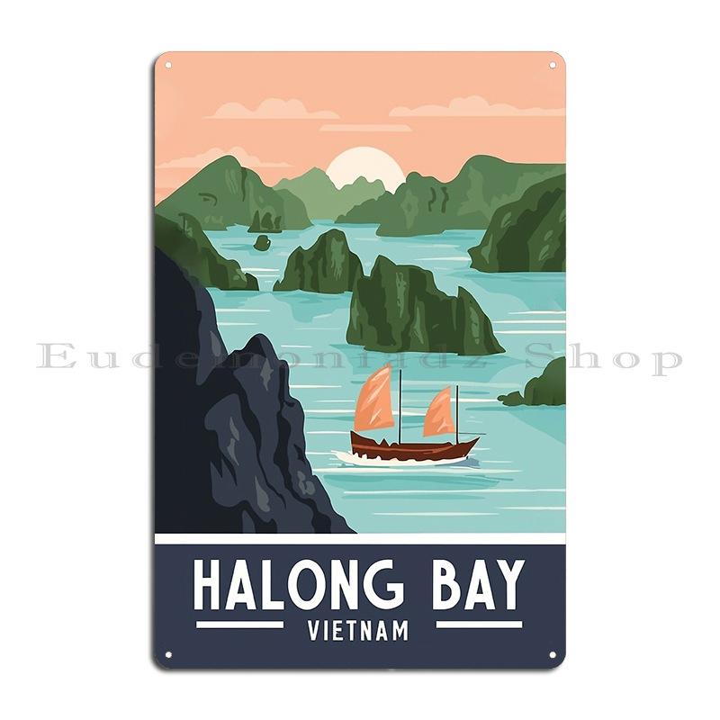 A Vintage Travel Illustration of Ha Long Bay Vietnam Metal Plaque Party Garage Club Design Pub Wall Decor Tin Sign Poster