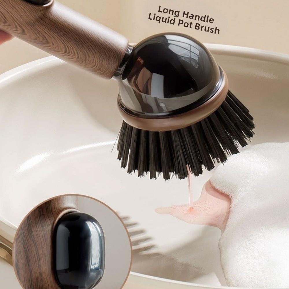 Plastic Material Dish Brush With Detergent Dispenser Pot Brush Scrub Brush  Cookware Cleaning