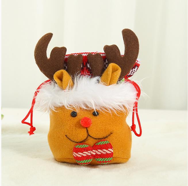 

15 шт. фланелевая сумка для яблок, рождественская сумка-шнурок своими руками, праздничная подарочная сумка для подарка на вечеринку, снеговик, лось, забавная упаковочная сумка 3pcs