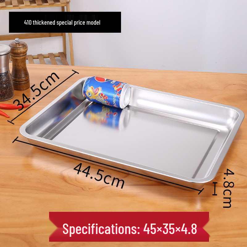 304 Stainless Steel Rectangular Tray for Steamed Fish, Rice, Chee Cheong Fun, and Baking