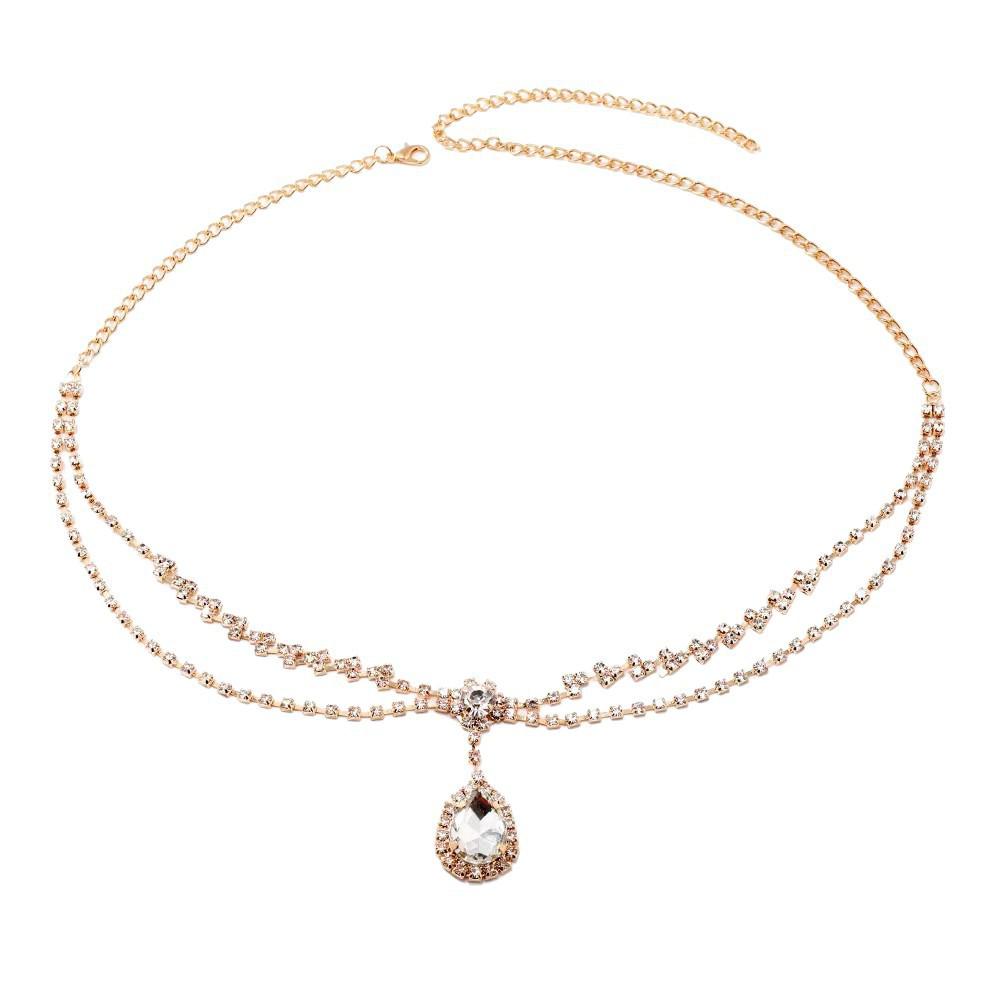 European and American Water Drop Rhinestone Forehead Chain - Bohemian Style Accessory