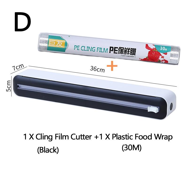 Plastic Wrap Dispenser with Slide Cutter Reusable Food Wrap Cutter Household Cling Film Cutter Refillable Cling Film Dispenser